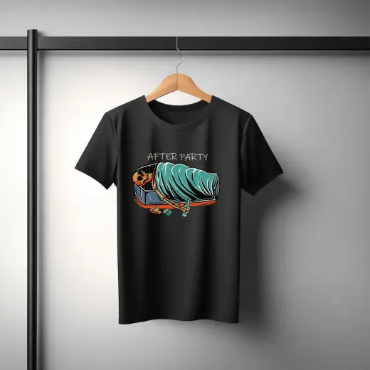 After Party oversized black graphic t-shirt, front view