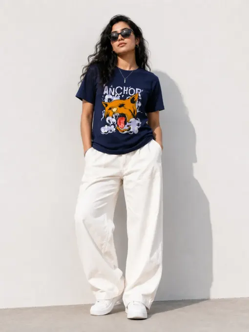 Front view of Ruhisen Anchor Beast Supima cotton plus-size T-shirt