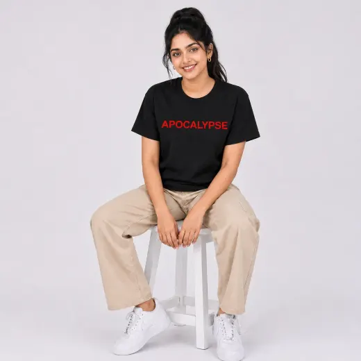 Apocalypse Flame Tee — Supima cotton t-shirt with flame motif