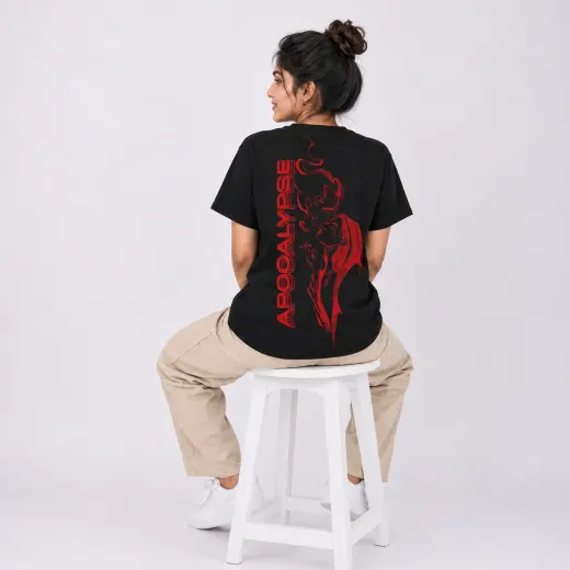 Apocalypse Flame oversized Supima cotton t-shirt with bold flame graphic on the front