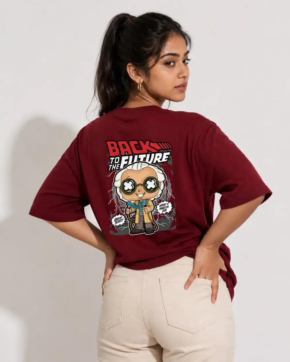 Back To The Future Doc Brown Maroon Tee