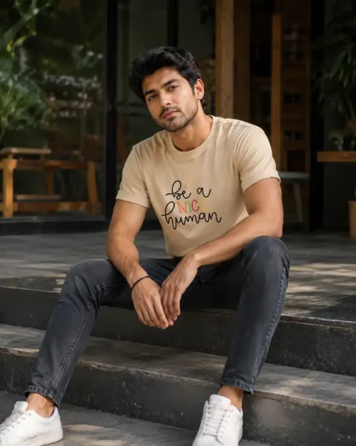 Be a Nice Human Supima cotton oversized t-shirt with front slogan