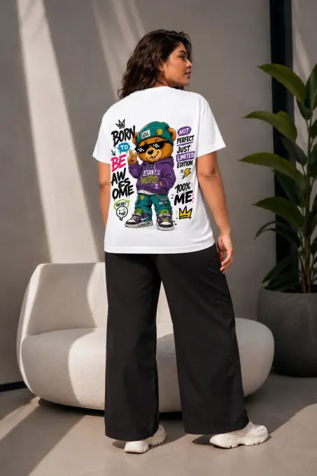 Ruhisen Be Awesome Teddy Supima cotton plus-size T-shirt
