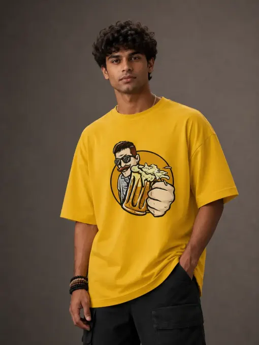 Beer Cheers Oversized Graphic T-Shirt