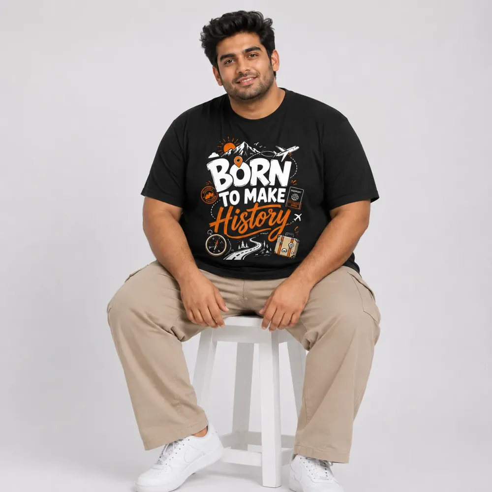 Born To Make History Plus Size Unisex Regular Fit T-Shirt – Black