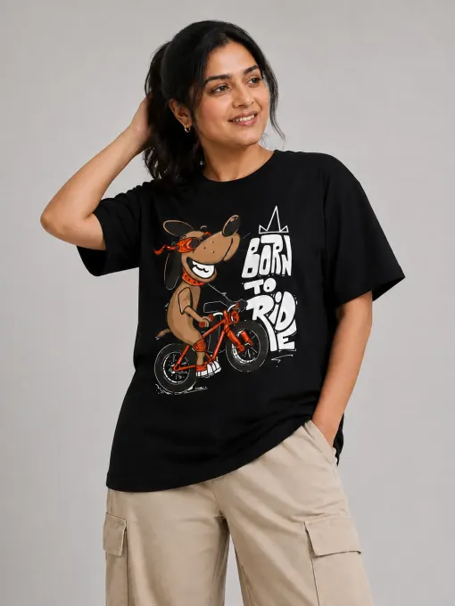 Born to Ride Supima cotton plus-size T-shirt with graphic print