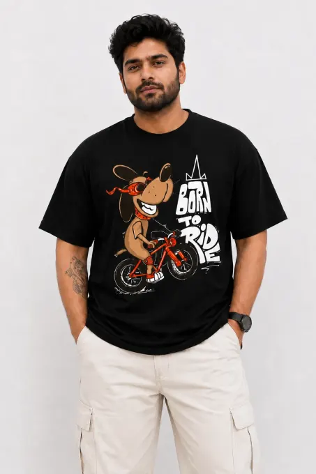Born to Ride Supima cotton plus-size T-shirt with graphic print, short sleeves, crew neck
