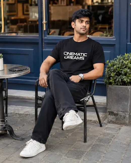 Cinematic Dreams graphic Supima cotton t-shirt, front view