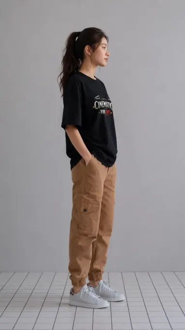 Oversized Supima cotton t-shirt featuring a 'Cinematic Vibe Only' front graphic