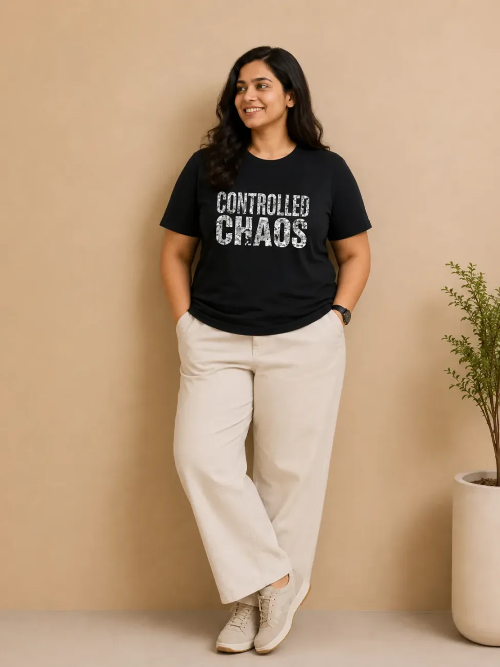 Controlled Chaos Plus Size Unisex Regular Fit T-Shirt – Black