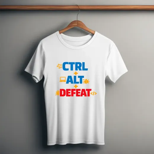 CTRL + ALT + DEFEAT Supima cotton graphic t-shirt with keyboard-inspired print on an oversized silhouette