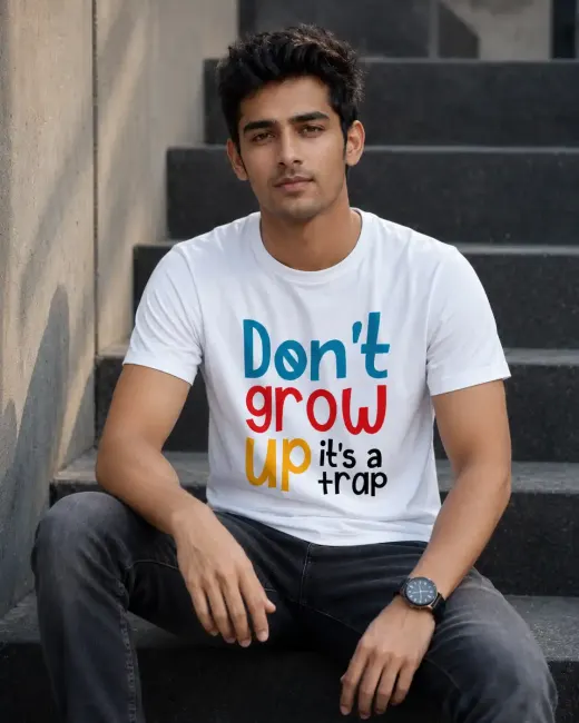 Oversized Supima cotton t-shirt with “Don't Grow Up It's A Trap” graphic print