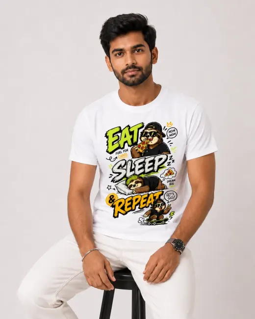 Eat Sleep Repeat tee — Supima cotton t-shirt with front graphic