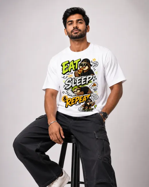 Eat Sleep Repeat tee – Supima cotton t-shirt with bold typographic print