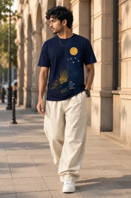Ruhisen Focus Discipline Elevate Classic Crew T-Shirt — front view, crew neck, solid colour
