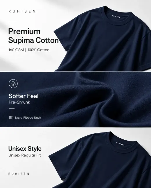 Ruhisen Focus Discipline Elevate Supima cotton T-shirt, front view on neutral background