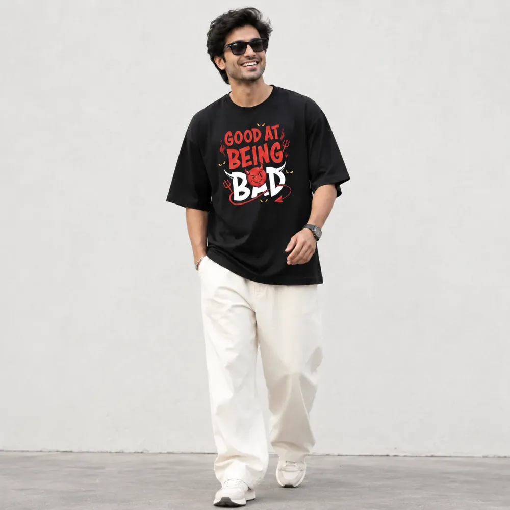 Good At Being Bad Oversized Black T-Shirt