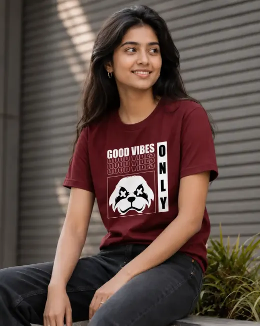 Oversized Supima cotton t-shirt with 'Good Vibes Only' streetwear graphic