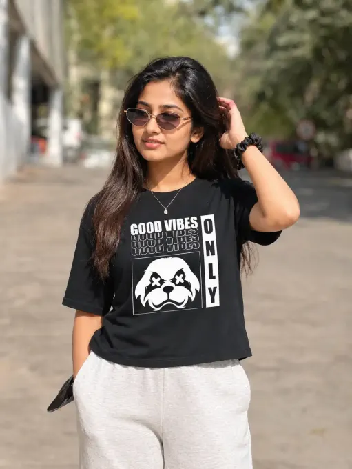 Good Vibes Only graphic Supima cotton t-shirt, front view