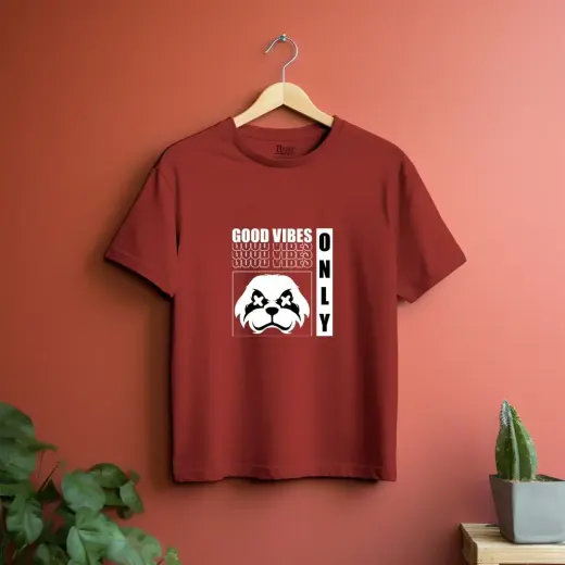 Good Vibes Only streetwear graphic Supima cotton oversized t-shirt displayed on model