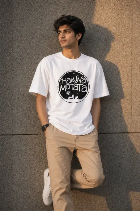 Front view of Hakuna Matata graphic on Supima cotton t-shirt against a plain background