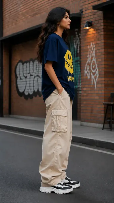 Happiness oversized graphic t-shirt — front view