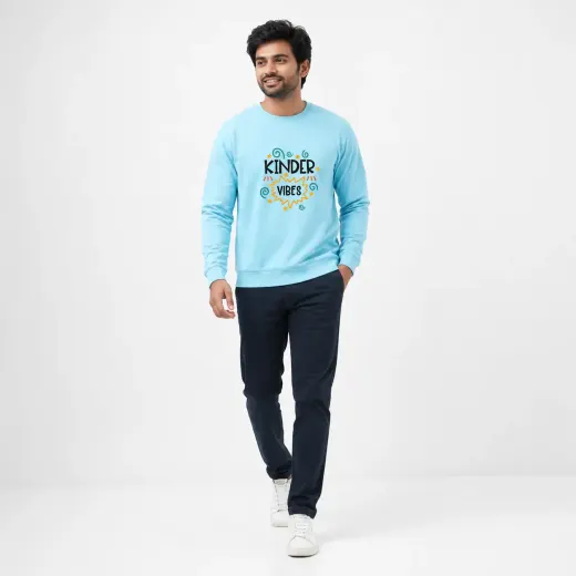 Unisex sweatshirt with 'Kinder Vibes' chest graphic