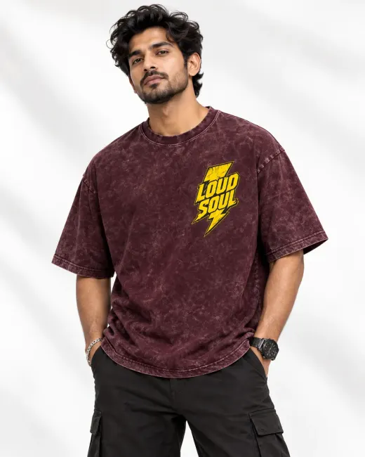 Loud Soul 'Break Your Pattern' acid wash oversized T‑shirt with front graphic and relaxed fit