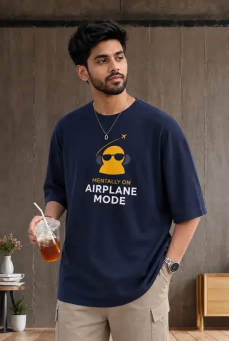 Supima cotton t-shirt with 'Airplane Mode' graphic, front view