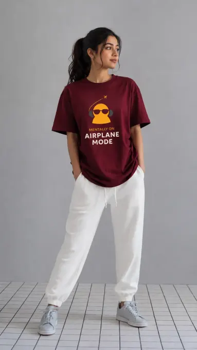 Luxury Supima Cotton 'Airplane Mode' graphic t-shirt, front view
