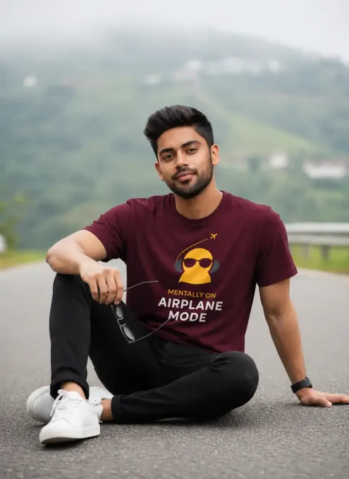 Oversized Supima cotton t-shirt with an 'Airplane Mode' graphic on the front
