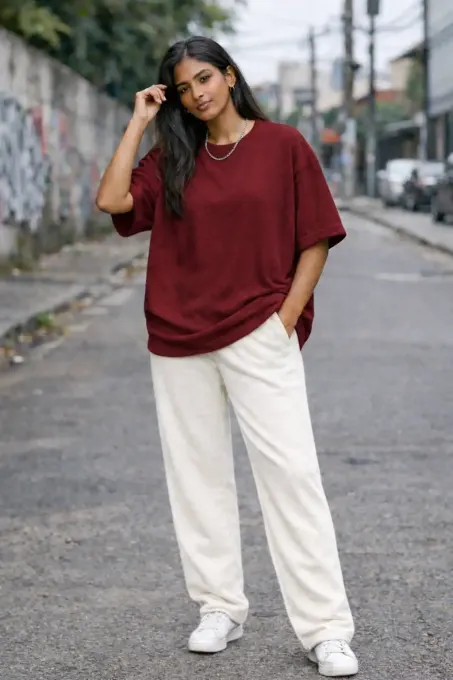 Maroon Terry Oversize T-Shirt