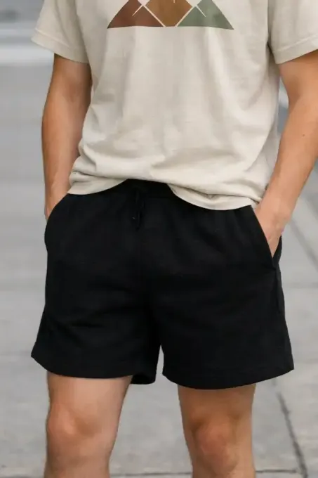 Men’s Black Casual Cotton Shorts
