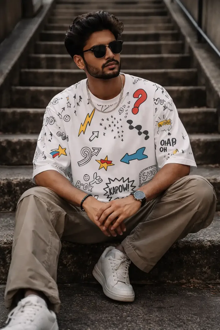 Men's Retro Comic Pop Art Oversized AOP T-Shirt