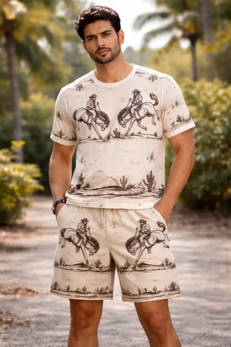 Men's Vintage Western Cowboy AOP Shorts