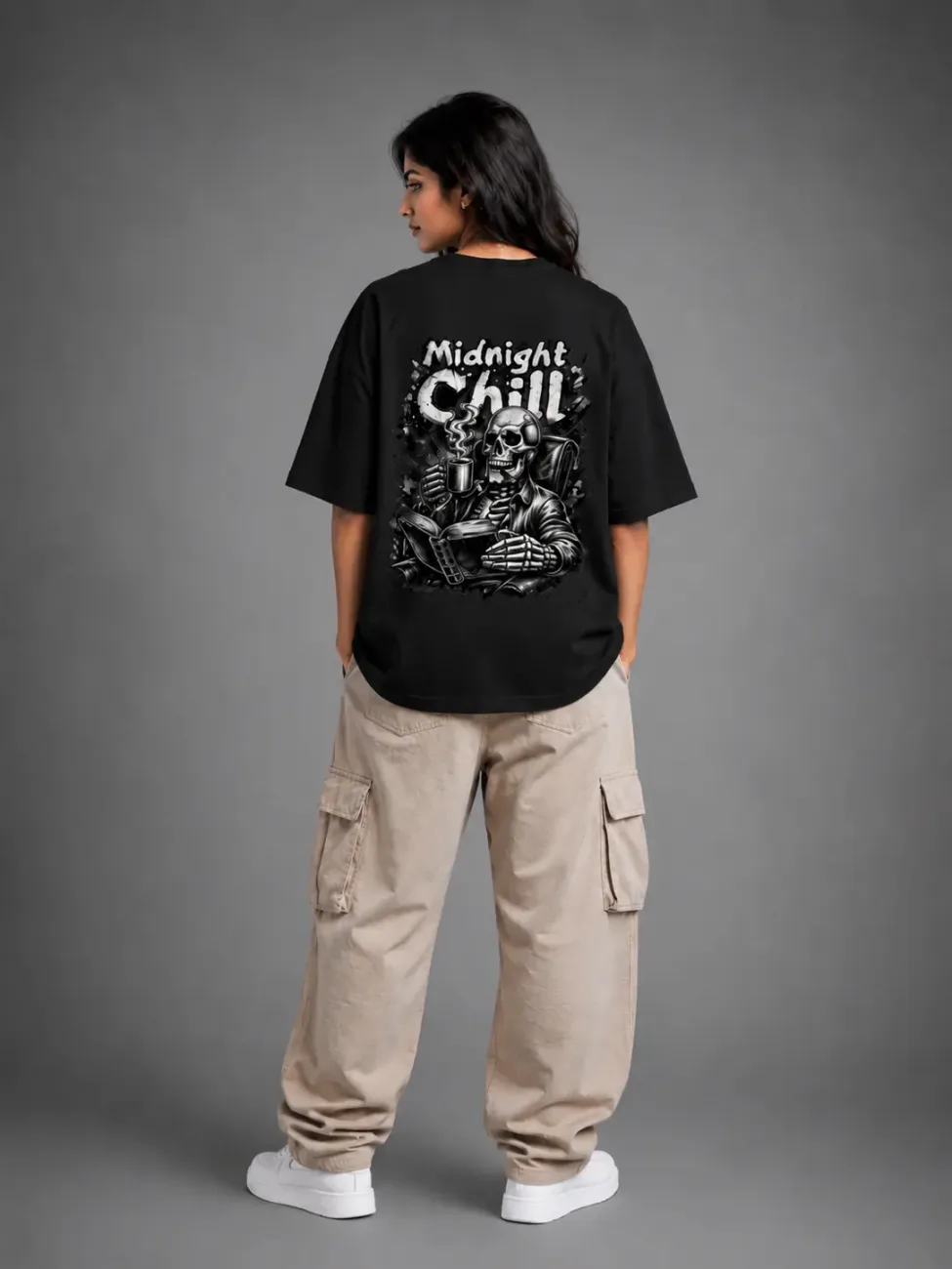 Midnight Chill Oversized Graphic T-Shirt