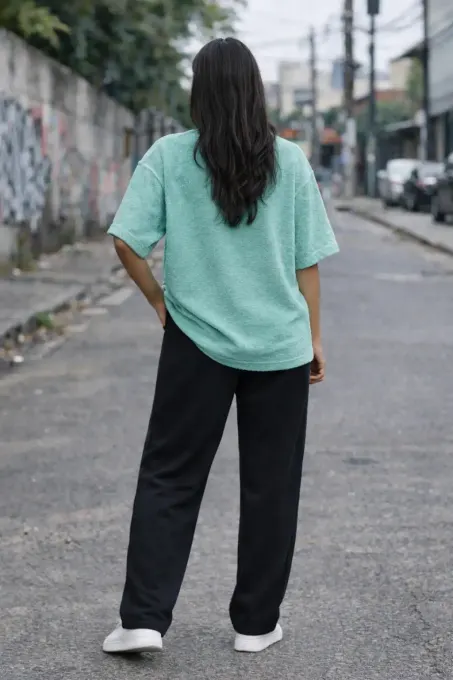 Mint green terry oversize t-shirt in a relaxed fit