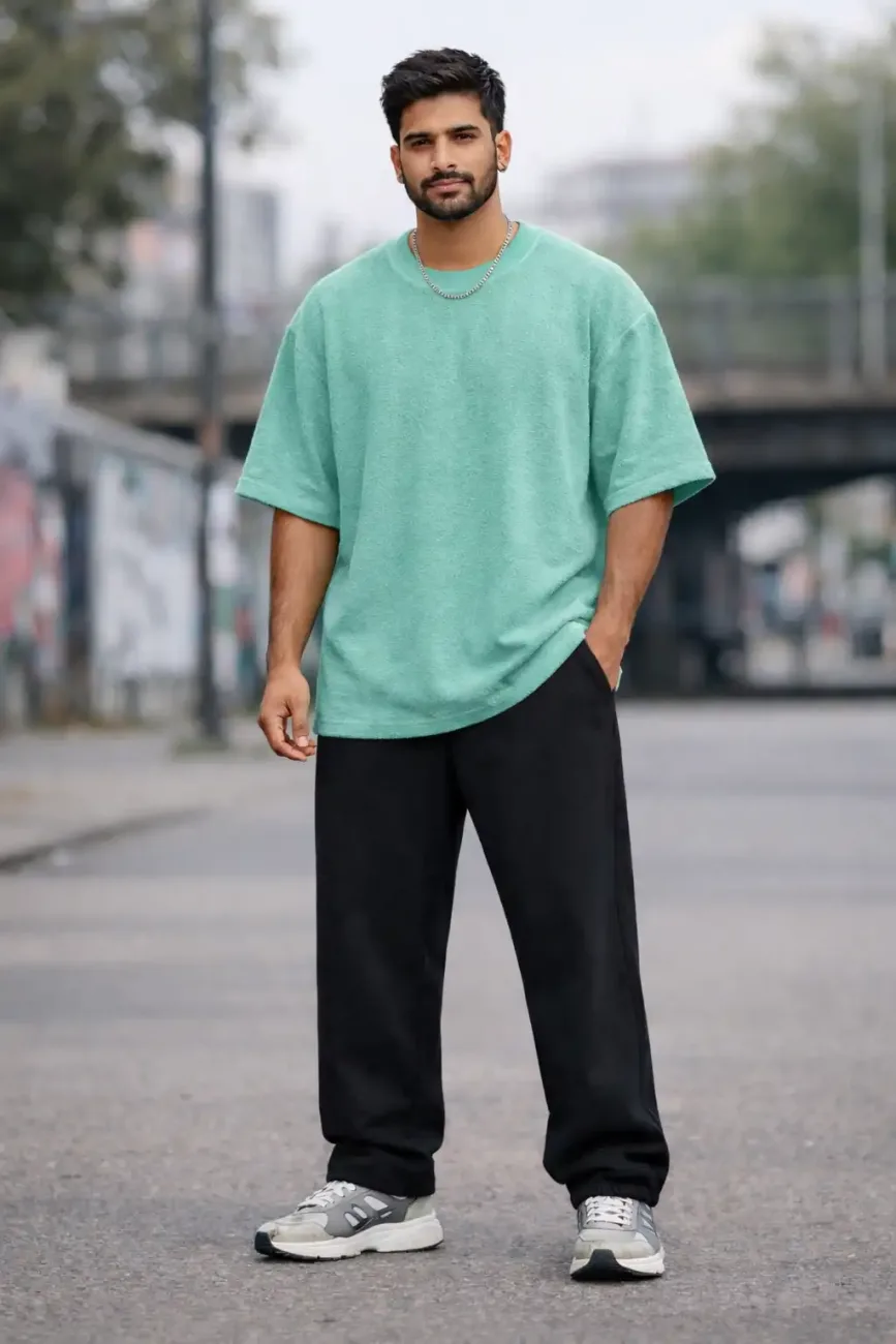 Mint Green Terry Oversize T-Shirt