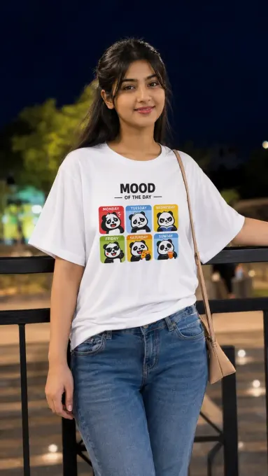 Mood Of The Day Panda graphic Supima cotton t-shirt, oversized streetwear tee