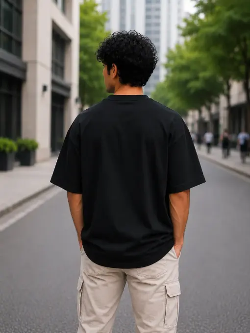 Black oversized T-shirt with 'Moon Ride' front graphic