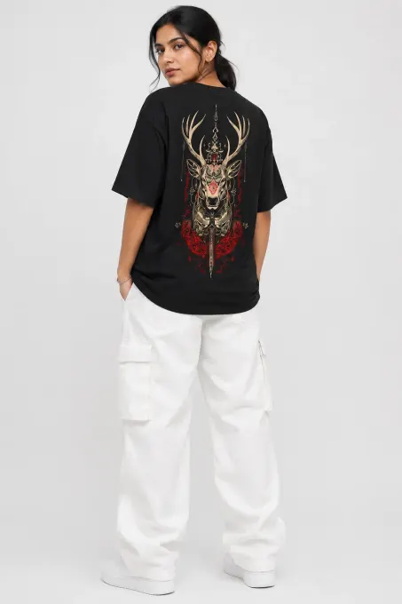 Mystic Stag plus-size Supima cotton T-shirt with stag graphic and oversized fit