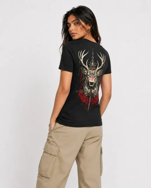 Mystic Stag tee — oversized Supima cotton t-shirt with stag graphic on chest and crew neck, relaxed streetwear fit