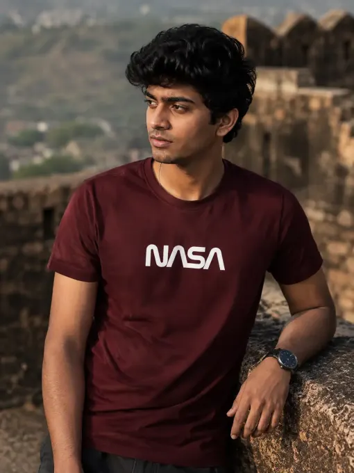 NASA Astronaut Worm Supima cotton t-shirt with astronaut worm logo on chest
