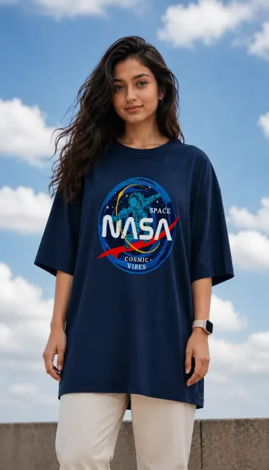 Oversized T-shirt with NASA space graphic print