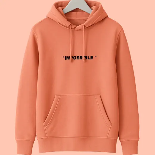 Never Say Die coral pullover hoodie, coral-colored pullover hoodie