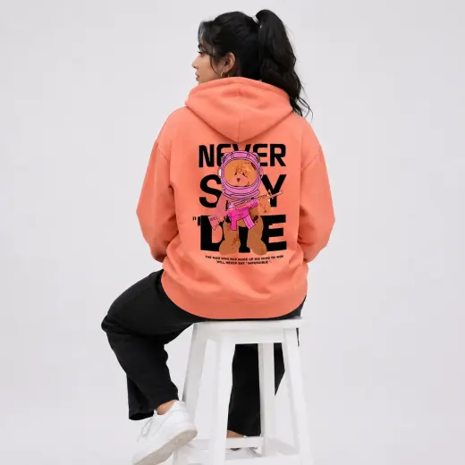 Never Say Die Coral Pullover Hoodie