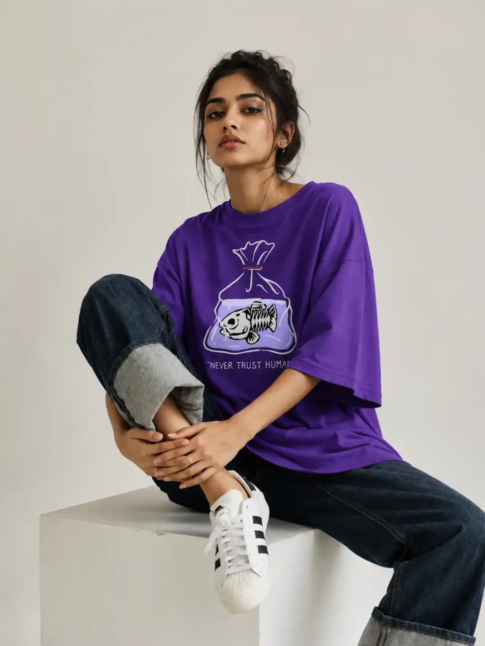 Never Trust Human Oversized Graphic T-Shirt