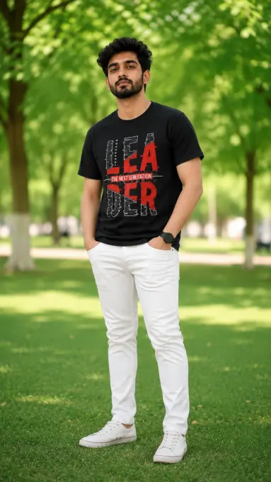 Oversized Supima cotton t-shirt with 'Next Gen Leader' chest print, crew neck and relaxed fit
