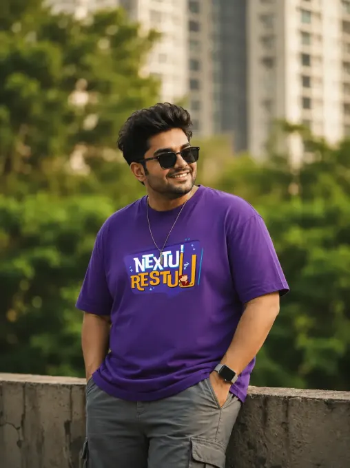 Plus-size unisex purple regular-fit Supima cotton t-shirt