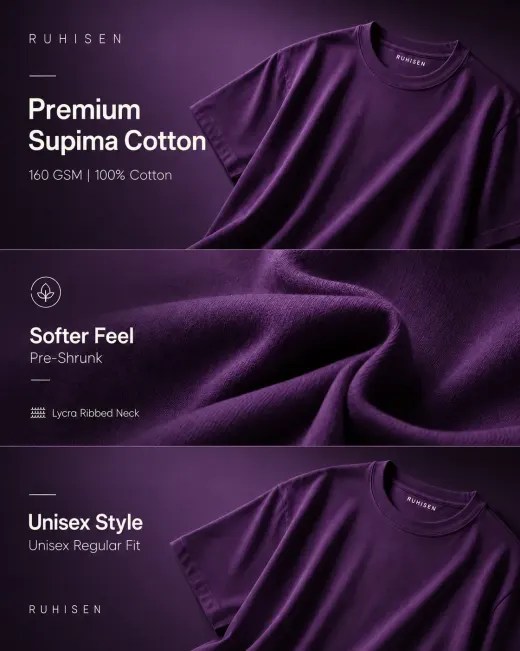 Purple plus-size unisex regular-fit Supima cotton t-shirt, front view